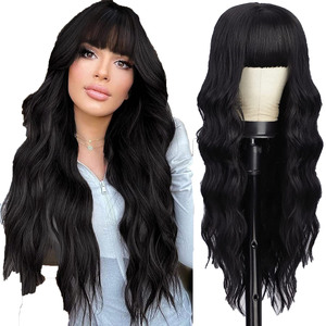 Perruque pour femmes, <span class=keywords><strong>cheveux</strong></span> longs bouclés dégradés avec frange droite, douce et <span class=keywords><strong>lisse</strong></span>, brésiliens et vietnamiens en stock, vente en gros - Product Image 2