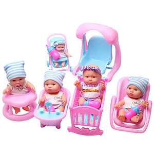 In Voorraad Gesimuleerde Badschommelwandelwagen Babyspeelgoed Mini Babypoppen Met Zuigfles