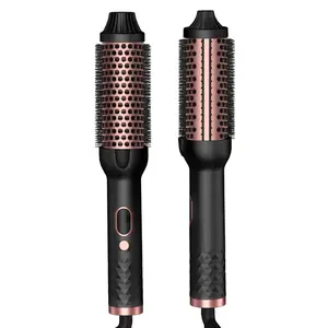 Double PTC thermal brush ionic hot air curling brush dual voltage fast heating round curling and hair styling brush straightener