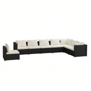 Ensemble de salon de jardin modulaire en rotin PE noir, mobilier d'extérieur pour jardin, design contemporain, capacité de 10 personnes et plus - Product Image 1