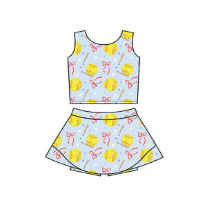 Conjunto de Yoga sin Mangas para Niña, Modelo GSD3837, Falda con Estampado de Fútbol Rosa, Ropa Deportiva para Niñas Pequeñas, Venta al Por Mayor - Product Image 2