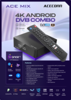 Récepteur satellite ACECONN Android 9.0 pour Box 4K DVB-S2/T2/C Lecteur 32 Go Double WiFi BT Télécommande Air Mouse TVONAIR3 ACEMIX