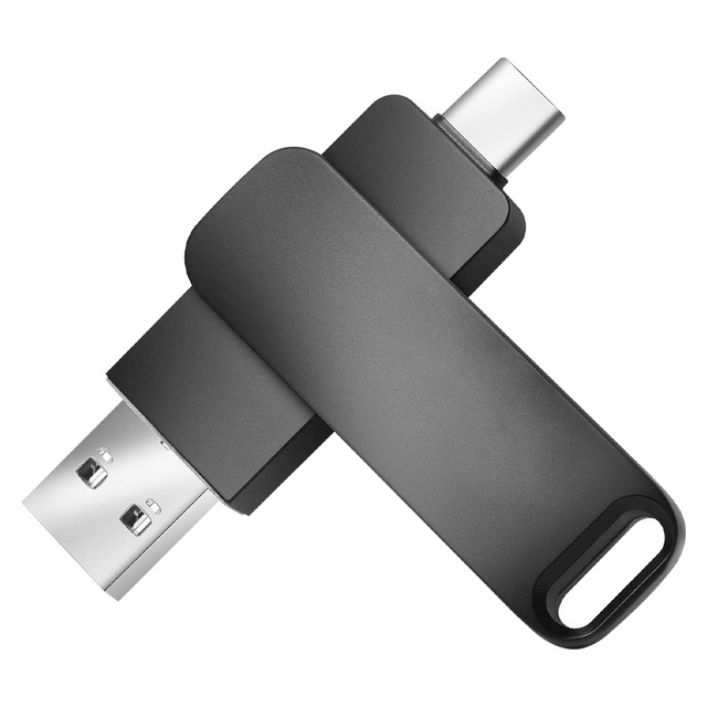 Metal Swivel SSD USB Flash Drive USB 3.0 Type-C 460MB/s Portable Solid State Drive for Laptop Desktop