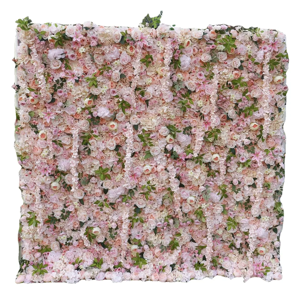 Panneau de fond de fleurs roses enroulable en 3D Fleur artificielle en soie pour la maison, la fête, le mariage et l'événement.