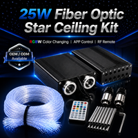 Kit d'éclairage de plafond à fibres optiques 25W RGBW à émission latérale en PMMA pour la décoration de bars KTV et d'hôtels