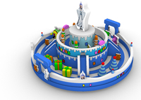 Château gonflable commercial à thème gâteau d'anniversaire, décor de dessin animé, équipement de divertissement extérieur pour enfants, parc gonflable