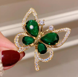 Broche de aleación con mariposa verde estilo <span class=keywords><strong>abuela</strong></span>, corsage vintage europeo-americano, estilo colombiano, versátil para trajes, bodas y fiestas - Product Image 4