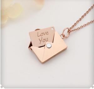 Pendentif d'enveloppe en acier inoxydable, collier de message caché Secret, Unique, cadeau de saint-valentin, bijoux résistant à la sueur - Product Image 6