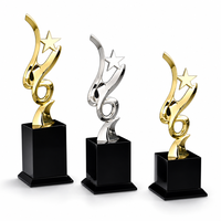 Trophée étoile en métal chromé personnalisé, prix du meilleur producteur, base noire, gravure personnalisée, 1ère, 2ème, 3ème place, vente en gros