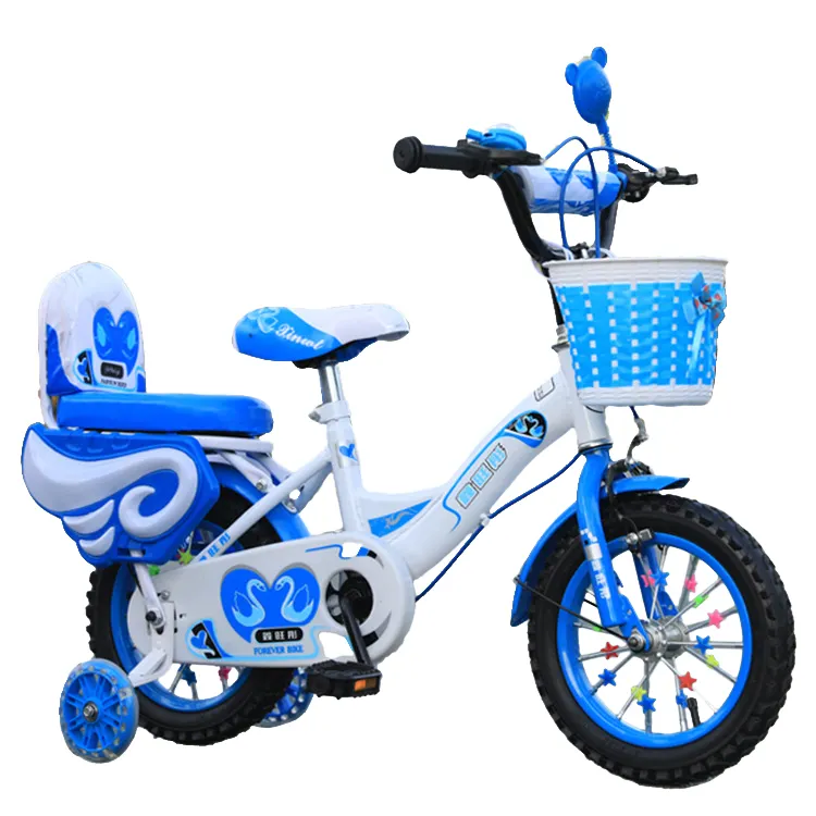 I più venduti bici da allenamento per bambini con balance wheel bicicletta blu viola con riflettore a specchio/sedile posteriore/rete protettiva