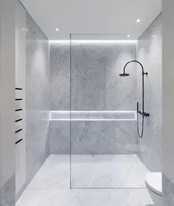 3/8 thk portes de douche clair bâtiment trempé sans cadre verre de douche baignoire trempé