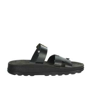 Sandalias de Fantasía para Mujer, Sandalias Planas de Cuero, Modelo S351 Lucia, Color Negro - Product Image 4