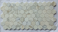Mosaïque de marbre Calacatta Gold hexagonale en forme de panier pour sol et mur