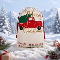 Grand sac en toile pour le Père Noël, imprimé camion rouge et sapin de Noël, sac cadeau à cordon, ne pas ouvrir avant le 25 décembre, sac de rangement pour cadeaux de Noël