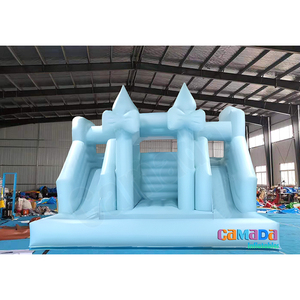 Château gonflable bleu clair pour enfants avec double toboggans Combo <span class=keywords><strong>Chateau</strong></span> Gonflable Terrain de jeux gonflable extérieur pour enfants - Product Image 1