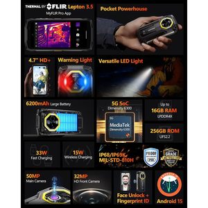 Teléfono Resistente Ulefone Armor Mini 20T Pro 5G de 4.7 Pulgadas, 16GB+256GB, Cámara de Imagen Térmica - Product Image 2