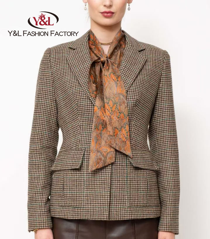 Wool Blazer Outfit Brown Checked Jacket Womens Shop Women's Davis