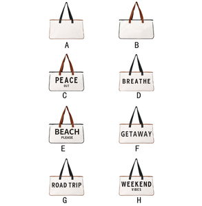 Bolso de lona, bolso de mano, bolso de playa de gran capacidad para hombre y mujer, bolso sencillo con letras impresas, para compras - Product Image 4