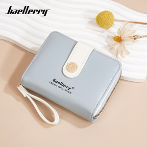 Cartera Corta para Mujer Baellerry, Color Sólido, Cierre de Broche, Monedero con Cremallera, Uso Diario - Product Image 1