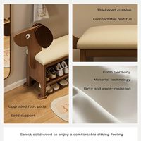 Banc de porte créatif en bois massif détachable Echo pour chiot, avec rangement pour chaussures, banc d'appoint mignon en forme d'animal pour la maison