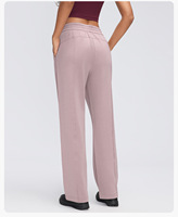 Pantalon large pour femme en tissu Air Layer, taille haute, avec cordon de serrage, poches latérales, coupe ample, décontracté, pour le sport
