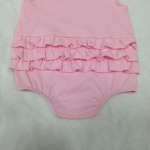 Boutique custom 100% cotone pettinato pianura bianco ragazze volant <span class=keywords><strong>bum</strong></span> bubble pagliaccetto estate pagliaccetto per bambina cotone organico - Product Image 4