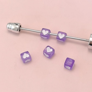 팔찌 만들기용 사각 하트 비즈 7mm 알파벳 비즈 우정 팔찌용 아크릴 비즈 쥬얼리 제작용 - Product Image 1