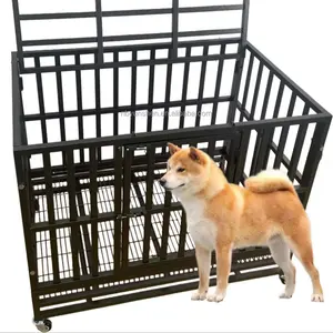 Single layer double door folding customizable heavy duty collapsible dog cage double door stackable dog cage crates