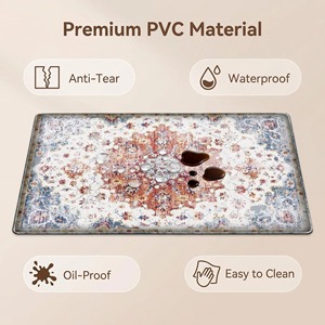 PVC <b>Kitchen</b> Floor <b>Mat</b> Set <b>Waterproof</b> Anti Slip Rectangle Floral Print Washable Oil Proof For <b>Kitchen</b> Use - Product Image 3