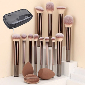 Ensemble de 15 pinceaux de maquillage de qualité supérieure, pinceaux professionnels pour fond de teint, poudre, <span class=keywords><strong>fard</strong></span> <span class=keywords><strong>à</strong></span> paupières, avec éponges douces et étui portable - Product Image 4