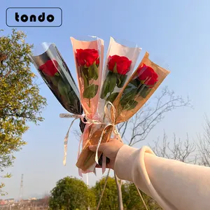 Tondo情人节纯色牛皮单花花束透明包装袋玫瑰花束DIY包装材料