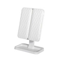 Miroir cosmétique pliable avec 3 lumières LED à intensité réglable par capteur tactile, rotation à 360 degrés, grossissement 3X, utilisation sur bureau