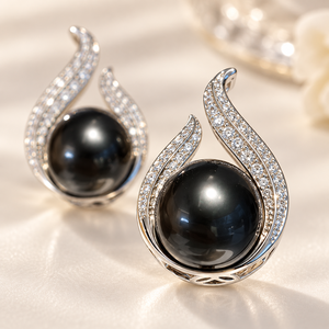 Ensemble de colliers en fausses perles noires en forme de larme pour femmes, élégant et brillant, tendance - Product Image 5