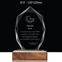 Offre Spéciale : Trophée en Verre Cristal Vierge avec Base en Bois, Gravure Personnalisée et Lettres Sculptées, Plaque Artisanale en Cristal
