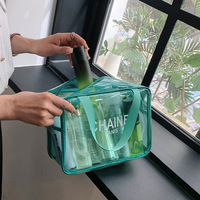 Offre Spéciale grand sac de rangement de maquillage clair transparent rose PVC lavable Kits de voyage pochette à fermeture éclair sac cosmétique