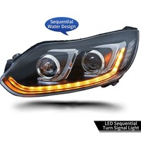 Conjunto de Faros LED para Ford Focus MK3 12-14, Modificados con Doble Proyector, DRL, Señal de Giro Secuencial, Lámpara Delantera, Plug and Play