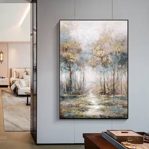 Abstrait floraison feuille d'or <span class=keywords><strong>arbre</strong></span> paysage Texture acrylique grande maison mur Art décor peinture à l'huile sur toile - Product Image 5