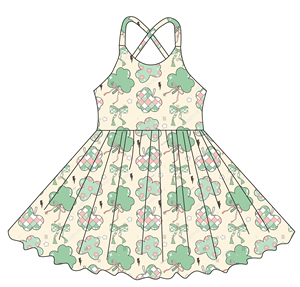 Abito in Bambù per Bambine San Patrizio con Design Quadrifoglio ODM Personalizzato Vendita all'Ingrosso - Product Image 1
