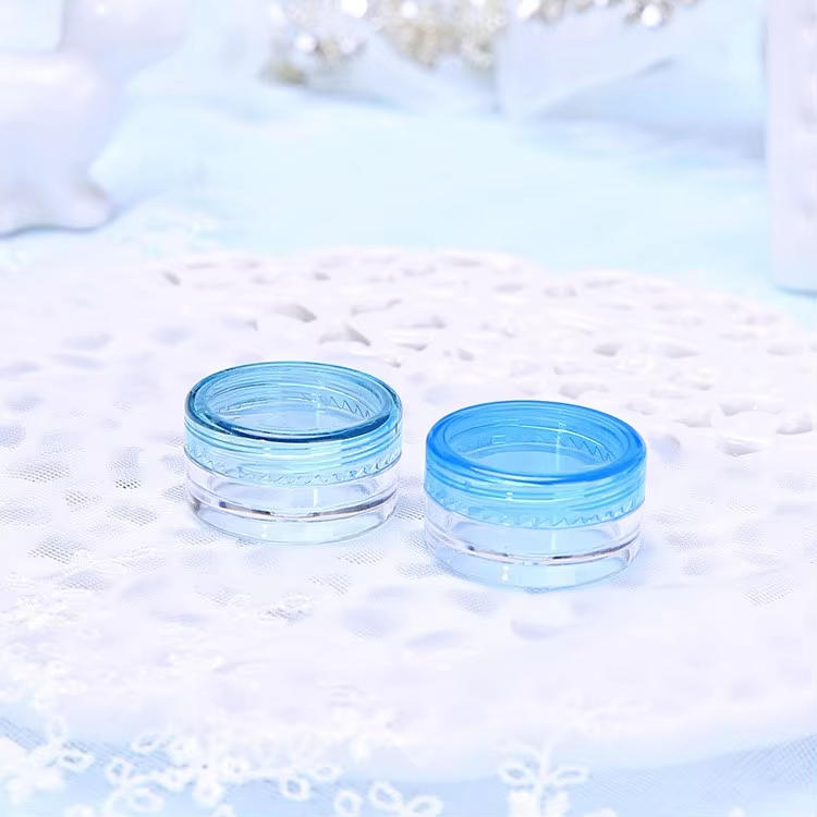 Tarro transparente con tapa azul