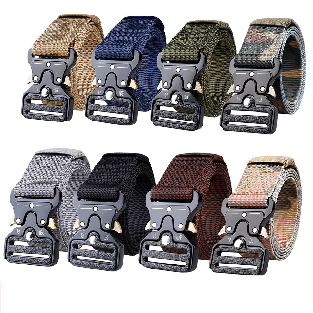 Тактический ремень Gujia, темно-коричневый нейлоновый холщовый ремень с быстросъемной металлической пряжкой