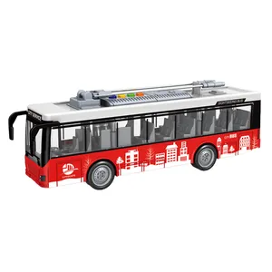 Les voitures jouets pour enfants de dessin animé de haute qualité simulent un bus à inertie urbain avec musique d'éclairage puzzle jouets pour enfants