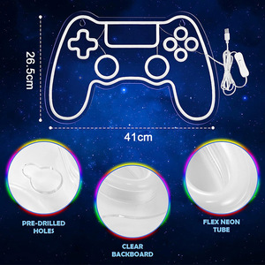 ตัวควบคุมเกม ป้ายไฟนีออน ไฟ LED ตกแต่ง กรอบสีฟ้า พร้อมปุ่มหลากสี ใช้พลังงานจาก USB สำหรับห้องอีสปอร์ต ห้องเกม - Product Image 2