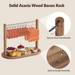 Bamboo Bacon Rack Cheese <b>Board</b> With Hooks For BBQ Cooking Serving Tray - Product Image 2