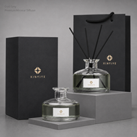Bouteille diffuseur en verre vide plate et large avec logo personnalisé, 206 ml, 350 ml, récipient d'aromathérapie, personnalisation des couleurs disponible