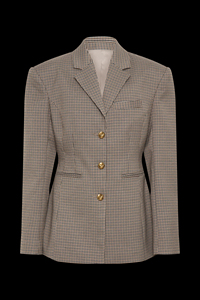 Blazer de Mujer a Cuadros de Lana y Poliéster con Cuello de Solapa, Manga Larga, Cierre de un Botón, Antiarrugas, Largo Regular para Otoño - Product Image 1