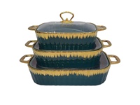 Ensemble de casseroles de cuisson à induction en céramique dorée rectangulaires modernes, vaisselle créative en fer, comprenant un support pour plat de cuisson, pot léger pour hôtel