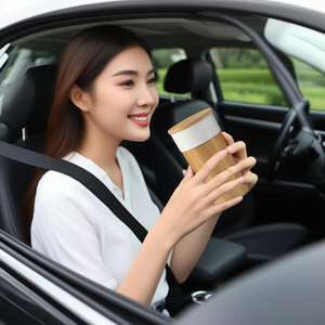 Lara Merci Bamboo Coffee Cup 500Ml Portable Travel Mug With White Porcelain Inner Anti Scalding Design - Product Image 2