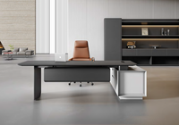 Bureau de direction moderne de luxe en forme de L avec chaise de bureau, armoire latérale de rangement, écologique, pour usage hospitalier