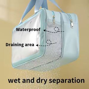 HANFEIZI Bolsa Organizadora de Maquillaje Grande y Portátil para Mujer, Neceser de Viaje Versátil con Cierre de Cremallera, Asa Suave de Cuero PU, Lavable - Product Image 3