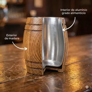 Vasos de chupito de madera The Barrel House, 3 oz, interior de aluminio, forma única, paquete de 10, estilo vintage para fiestas de cócteles - Product Image 3